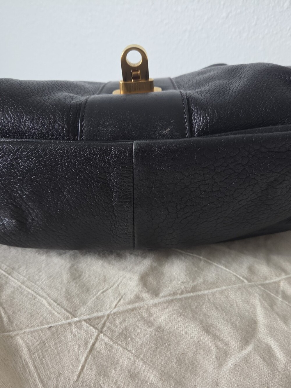 Chloe Black Lexa Crossbody Bag Leather Small Aged Gold Hardware - Picture 11 of 16